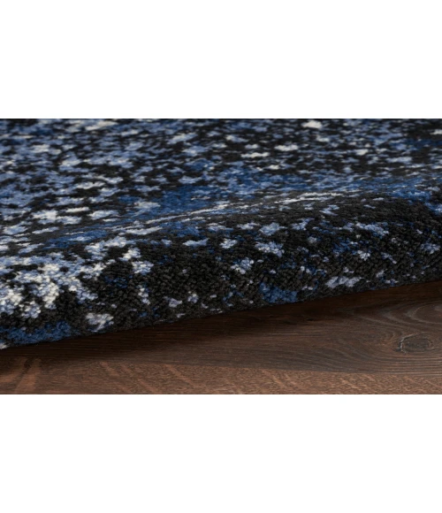 Nourison Passion Light Blue Black PSN10 5 ft. 3 in. Round Rug