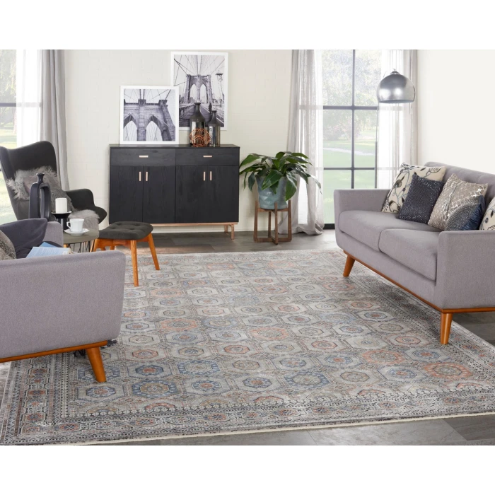 Nourison Starry Nights Area Rug STN09 Grey/Navy 9'10" x 12'6"