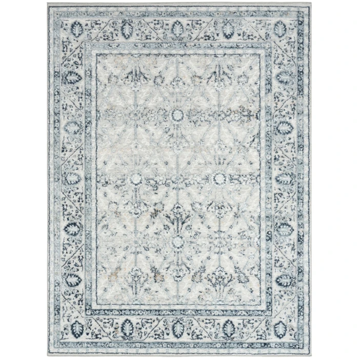 Nourison Dekor Grey Navy DEK03 5 ft. 3 in. X 7 ft. Rect. Rug