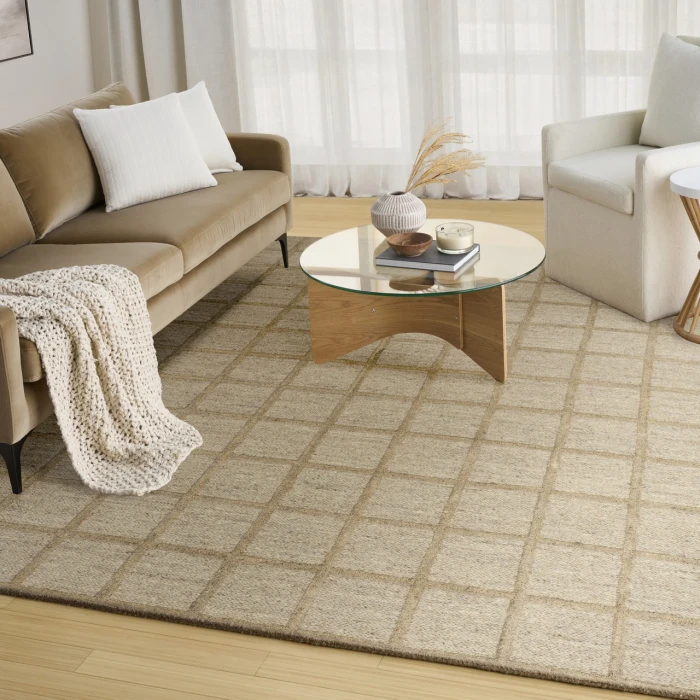 DKNY Pure Framework Tan FRA01 9ft.6in. x 13ft.6in. Rect. Rug