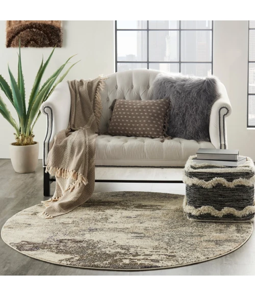 Nourison Celestial Round Area Rug CES02-Ivory/Grey