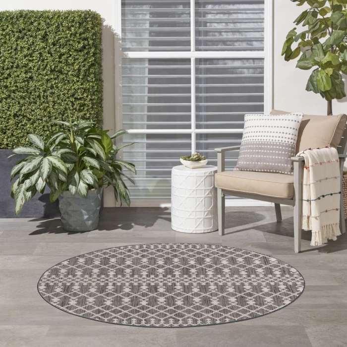 Nourison Positano Charcoal POS02 6ft. Round Rug