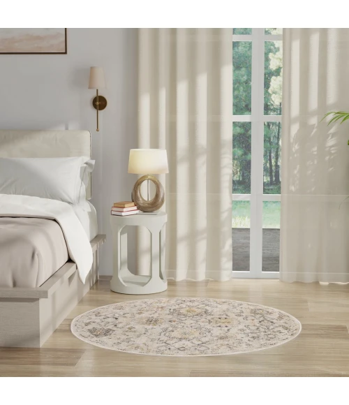 Nourison Oushak Home Grey OUS01 4 ft. X Round Rug