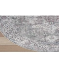 Nicole Curtis Machine Washable Series 1 Ivory Grey SR101 4 ft. Round Rug