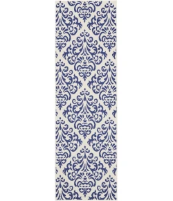 Nourison Home Grafix GRF06 White Blue 2 ft. 3 in. X 7 ft. 6 in. Area Rug