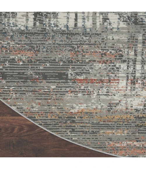 Nourison Rustic Textures Area Rug RUS12 Grey/Multi 5'3" Round
