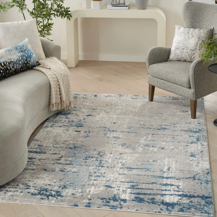Nourison Quarry Ivory Grey Blue QUA01 9 ft. X 12 ft. Rect. Rug