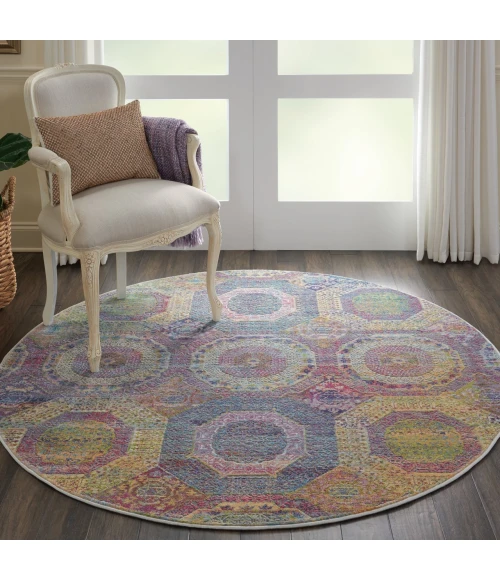 Nourison Home Ankara Global Multicolored ANR05 6ft. x Round Round Rug