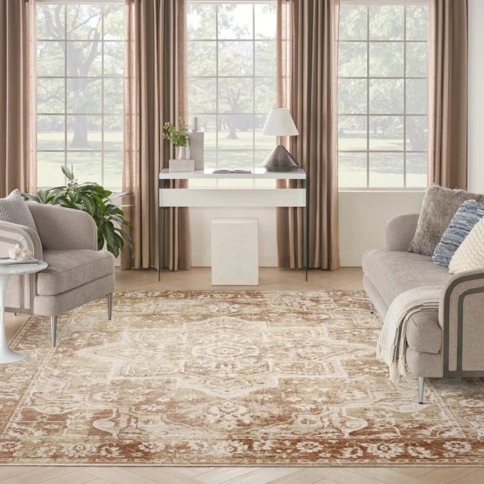 Nourison Astra Machine Washable Rust ASW12 9 ft. X 12 ft. Rect. Rug