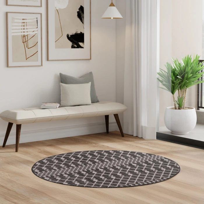 Nourison Positano Black POS02 6ft. Round Rug