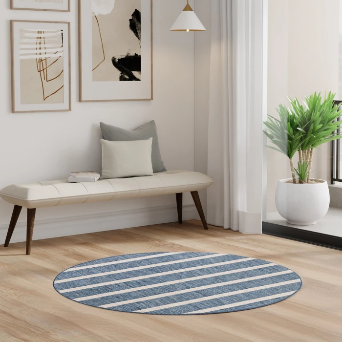 Nourison Positano Navy Ivory POS03 6ft. Round Rug