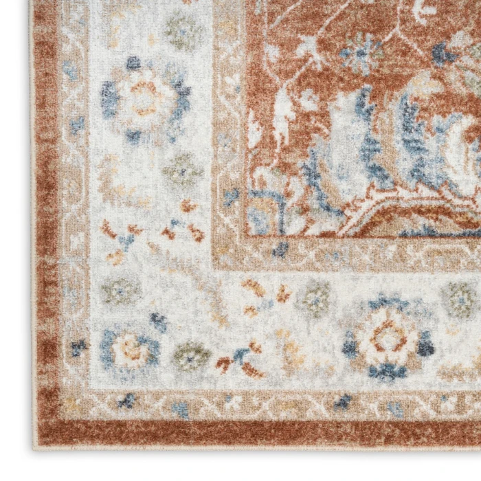 Nourison Astra Machine Washable Rust Ivory ASW20 9 ft. x 12 ft. Rect. Rug
