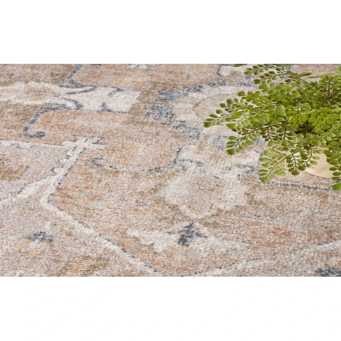Nourison Astra Machine Washable Beige ASW12 5 ft. 3 in. Round Rug