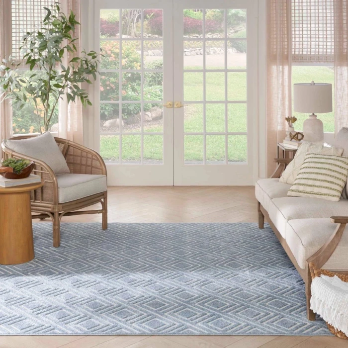 Nourison Care Free Blue CAF03 4 ft. X 6 ft. Rect. Rug