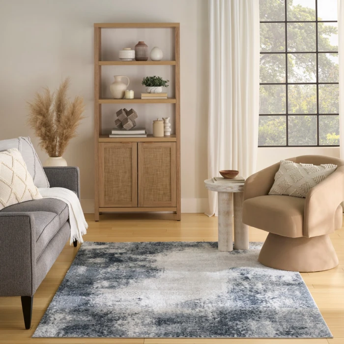 Nourison Dekor Grey Navy DEK04 4 ft. X 6 ft. Rect. Rug
