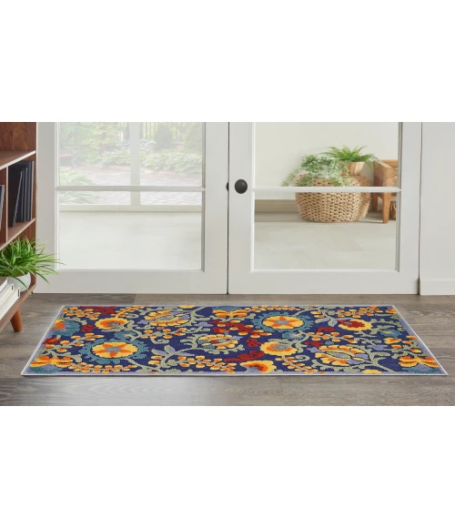 Nourison Aloha Navy Multicolor ALH17 2 ft. 8 in. X 4 ft. Rectangle Rug