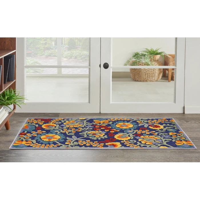 Nourison Aloha Navy Multicolor ALH17 2 ft. 8 in. X 4 ft. Rectangle Rug