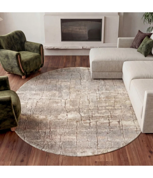 Nourison Dreamy Shag Ivory Beige DRS09 8ft. Round Rug