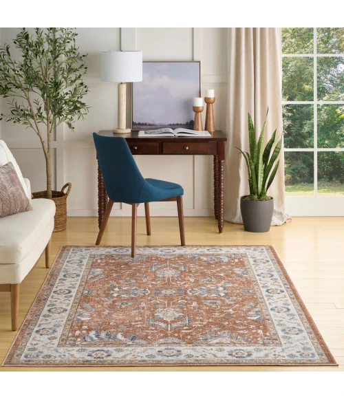Nourison Astra Machine Washable Rust Ivory ASW20 6 ft. 7 in. X 9 ft. Rect. Rug
