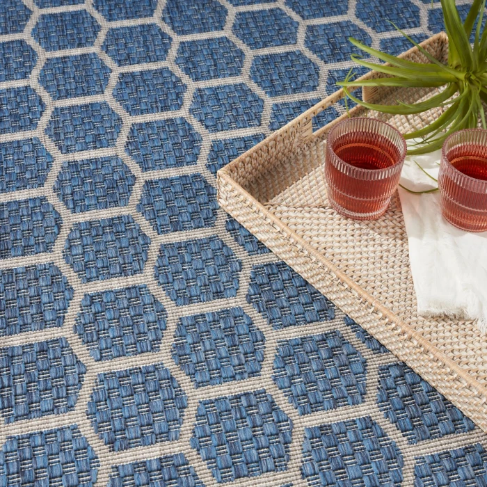 Nourison Twist Reversible Blue TWS01 8 ft. X 10 ft. Rect. Rug