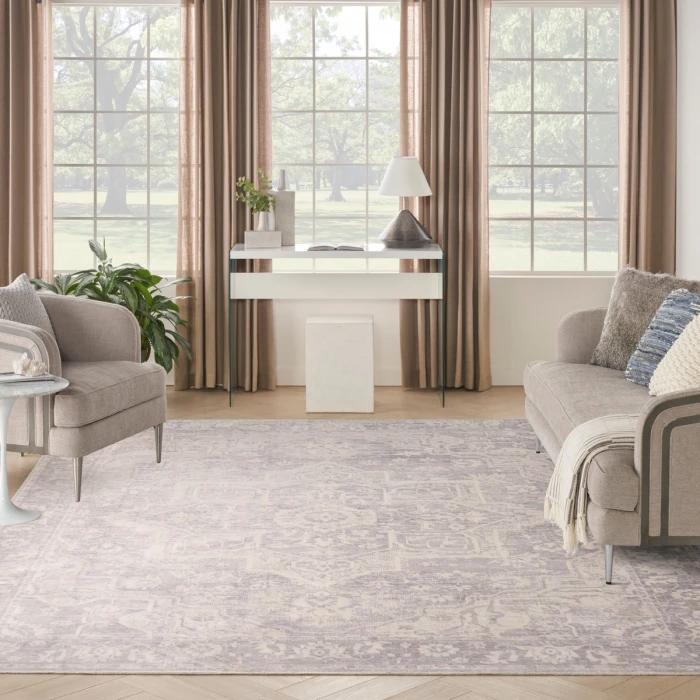 Nourison Astra Machine Washable Grey ASW12 9 ft. X 12 ft. Rect. Rug