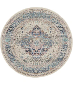 Nourison Home Vintage Kashan VKA07 Ivory Blue 4 ft. Round Area Rug