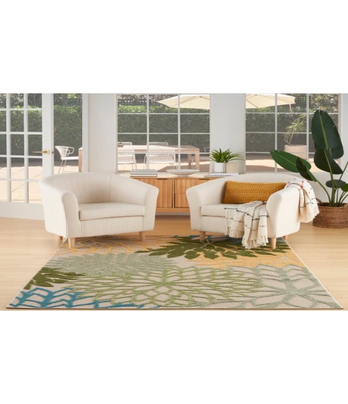 Nourison Aloha Green Multicolor ALH05 6 ft. X 9 ft. Rectangle Rug