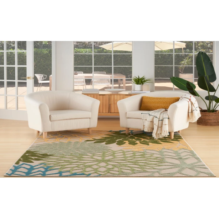 Nourison Aloha Green Multicolor ALH05 6 ft. X 9 ft. Rectangle Rug