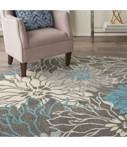 Nourison Passion Round Area Rug PSN17-Charcoal/Blue