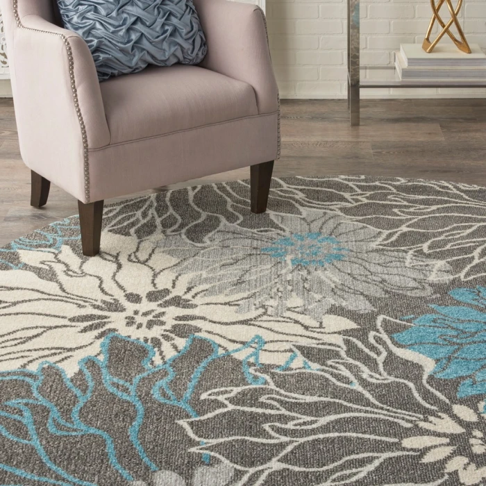Nourison Passion Round Area Rug PSN17-Charcoal/Blue