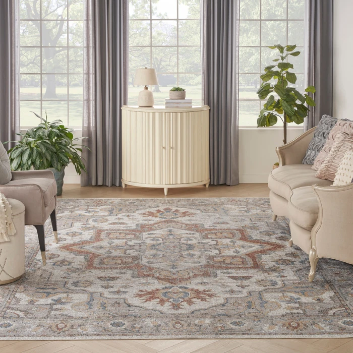 Nourison Astra Machine Washable Area Rug ASW12 Grey/Multi
