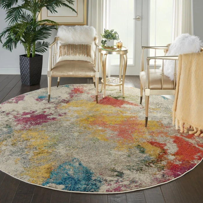 Nourison Celestial Round Area Rug CES12-Ivory/Multicolor