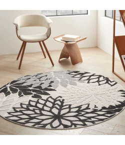 Nourison Home Aloha ALH05 Black White 5 ft. 3 in. Round Area Rug