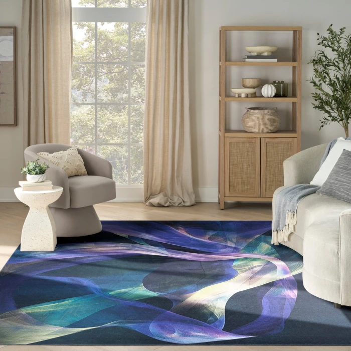 Nourison Nourison Washables Blue Multicolor NWB16 8 ft. X 10 ft. Rect. Rug