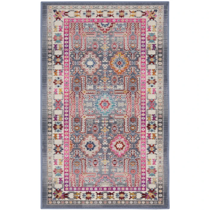 Nourison Vintage Kashan Grey/Multi VKA05 2 ft. X 4 ft. Rectangle Rug