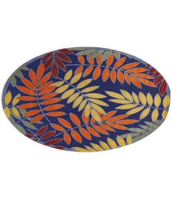 Nourison Home Aloha ALH18 Navy Multicolor 5 ft. 3 in. Round Area Rug
