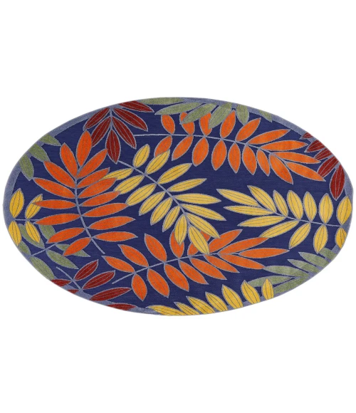 Nourison Aloha Navy Multicolor ALH18 5 ft. 3 in. Round Rug