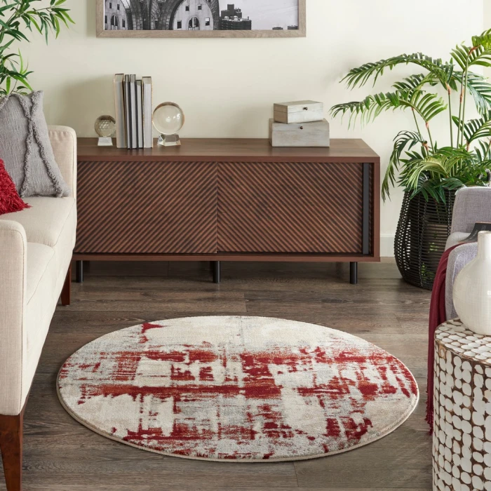 Nourison Maxell Area Rug MAE14-Ivory/Red