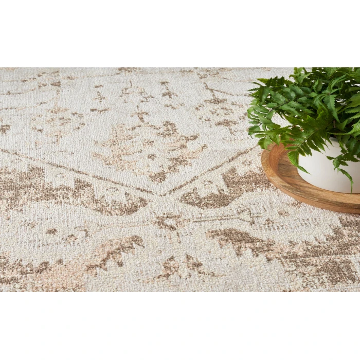 Nourison Astra Machine Washable Beige ASW11 5 ft. 3 in. X 7 ft. Rectangle Rug