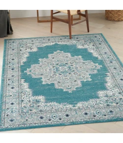 Nourison Home Passion PSN03 Turquoise Grey 5 ft. 3 in. X 7 ft. 3 in. Area Rug