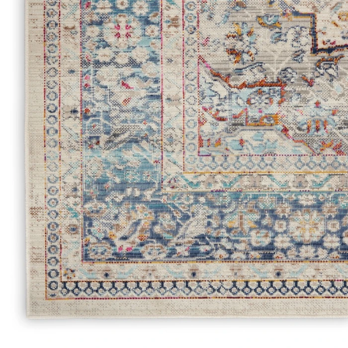 Nourison Vintage Kashan Area Rug VKA07-Ivory Blue