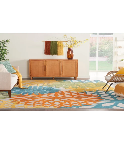 Nourison Aloha Turquoise Multicolor ALH05 7 ft. X 10 ft. Rectangle Rug