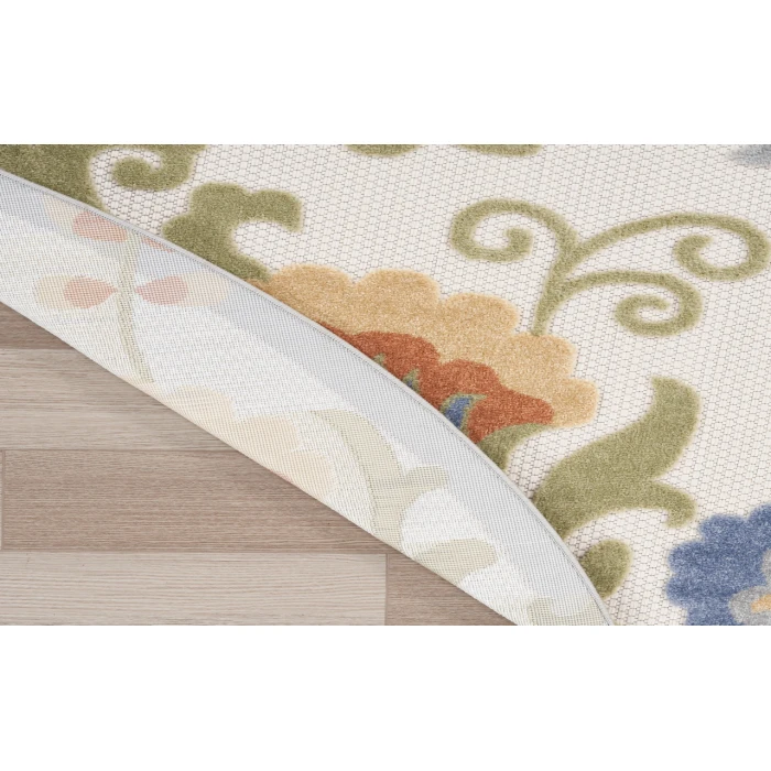 Nourison Aloha Ivory Blue ALH17 5 ft. 3 in. Round Rug