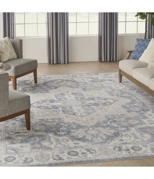 Nourison Astra Machine Washable Grey Blue ASW12 10ft. x 14ft. Rect. Rug