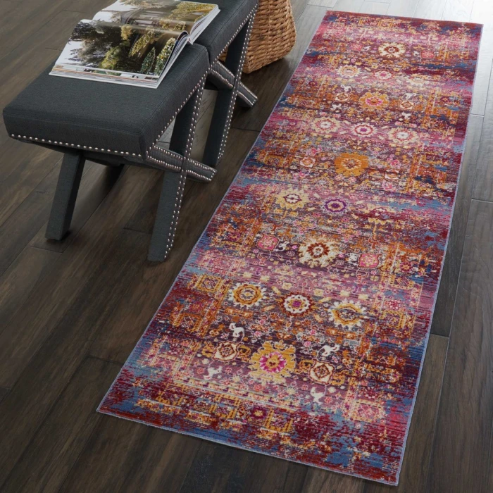 Nourison Vintage Kashan Runner Area Rug VKA03-Red/Multicolor