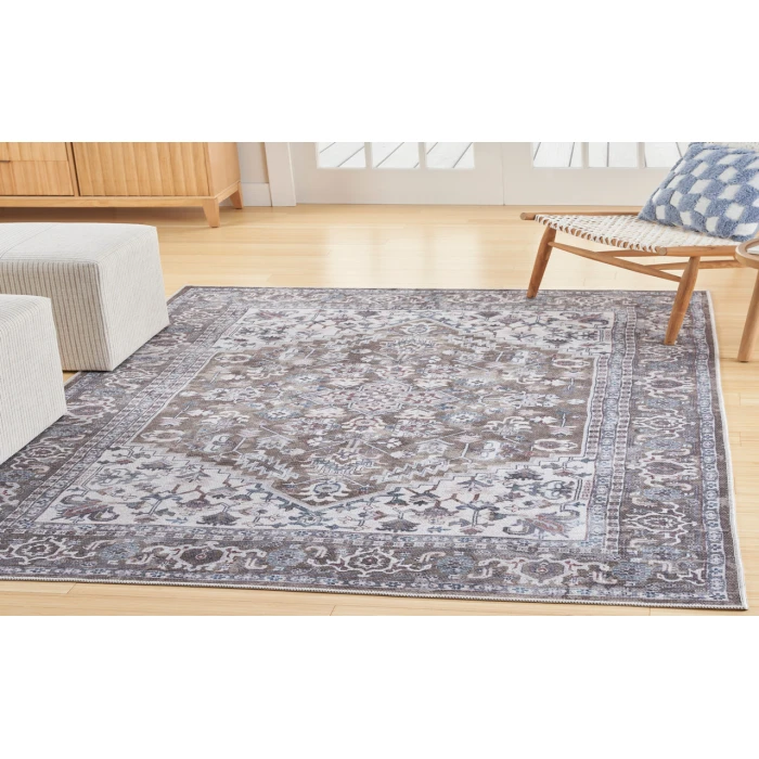 Nicole Curtis Machine Washable Series 1 Olive Ivory SR104 6 ft. X 9 ft. Rectangle Rug