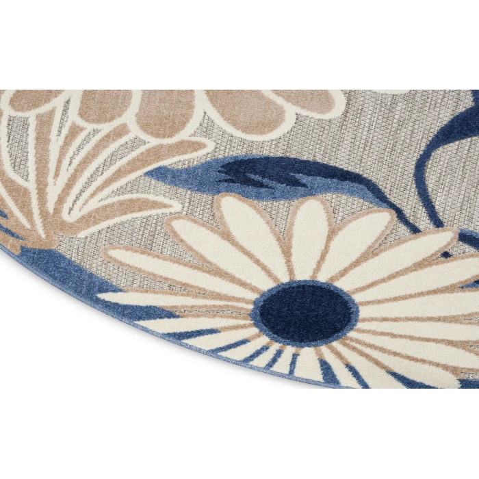 Nourison Aloha Blue Grey ALH33 5 ft. 3 in. Round Rug