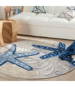 Nourison Home Aloha ALH24 Blue Grey 5 ft. 3 in. Round Area Rug