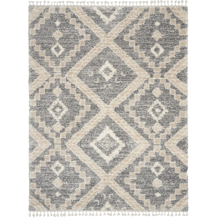Nourison Oslo Shag Grey/Ivory OSL02 8 ft. X 11 ft. Rect. Rug