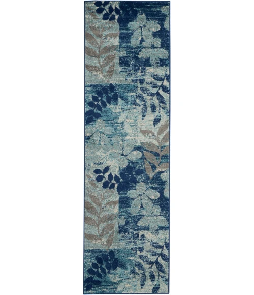 Nourison Tranquil Runner Area Rug TRA01-Navy/Light Blue
